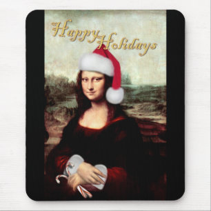 Mona Lisas Weihnachtszeit-Weihnachtsmannmütze Mousepad