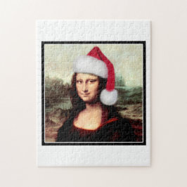 Mona Lisas Weihnachtszeit-Weihnachtsmannmütze Puzzle