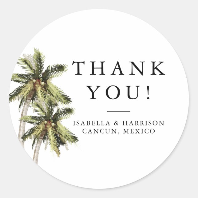 MONA Minimalistisch Palm Tree Beach Runder Aufkleber (Vorderseite)