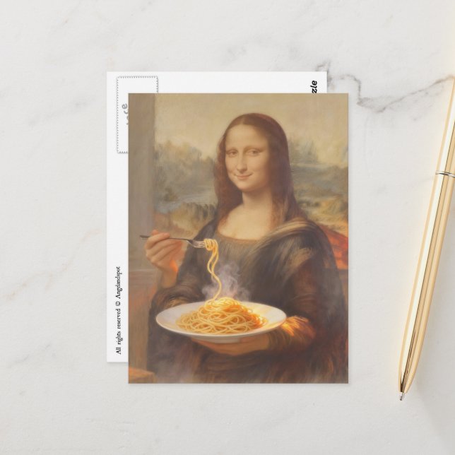 Mona und ihre Spaghetti Postkarte (Vorderseite/Rückseite Beispiel)