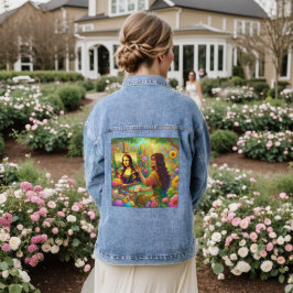 Mona zeichnend Mona im Blume-Garten Jeansjacke