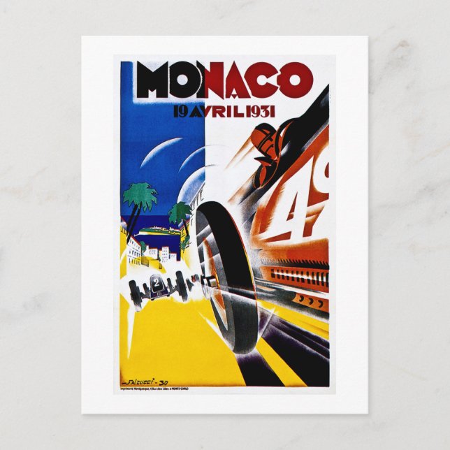 Monaco 1931 Grand Prix Vintag Race Poster Postkarte (Vorderseite)