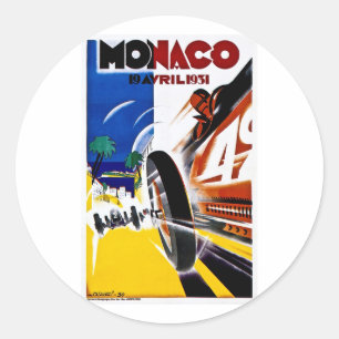 Monaco 1931 Grandprix - Vintages Rennen-Plakat Runder Aufkleber