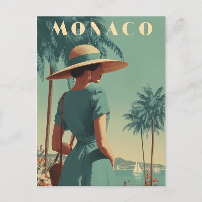 Monaco 50er Mode Vintag Postkarte (Vorderseite)