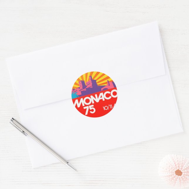 Monaco 75 Retro Vintage 1970er Runder Aufkleber (Umschlag)
