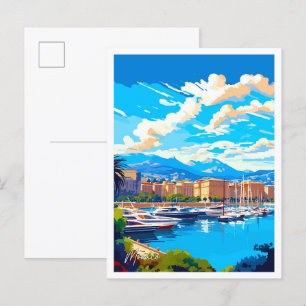 Monaco Art Vintage Reise Illustration Postkarte