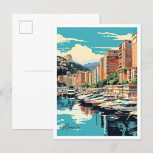 Monaco Art Vintage-Reiseillustration Postkarte