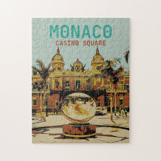 Monaco Casino Côte d'Azur Illustration Frankreich Puzzle (Vertikal)