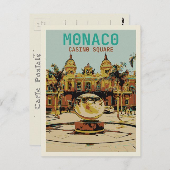 Monaco Cote d'Azur, Aussicht auf das Casino Postkarte (Vorne/Hinten)