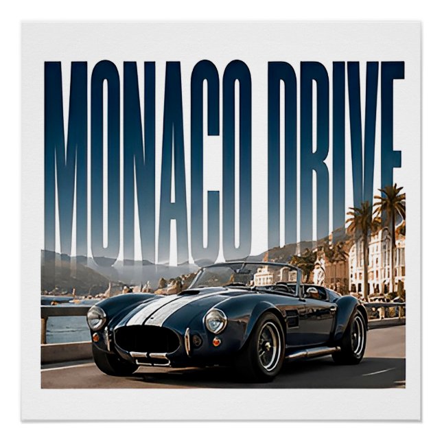 Monaco Drive Luxus-Küsten-Grafik Poster (Vorderseite)