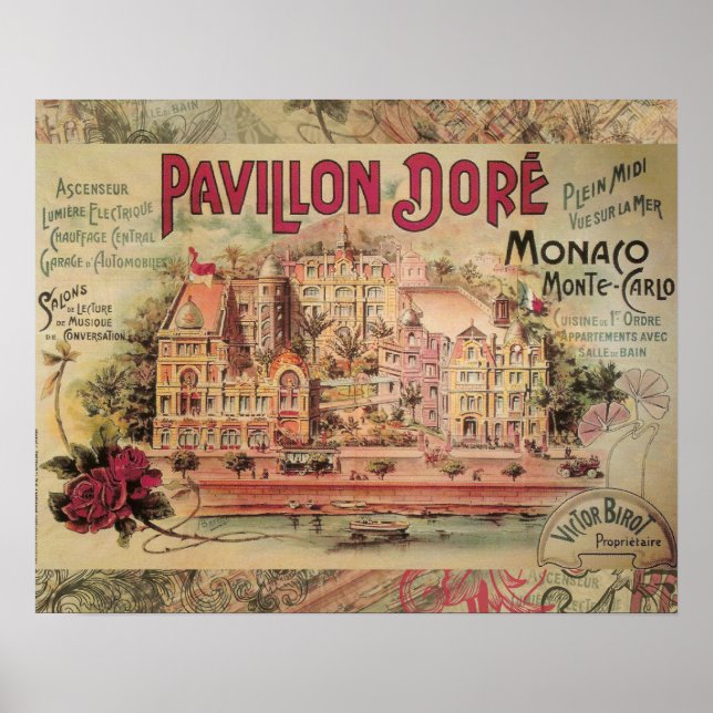 Monaco Extravagante Vintage Riviera Frankreich Poster (Vorne)
