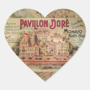 Monaco Fancy Vintage Französische Riviera Frankrei Herz-Aufkleber