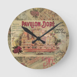 Monaco Fancy Vintage Französische Riviera Frankrei Runde Wanduhr