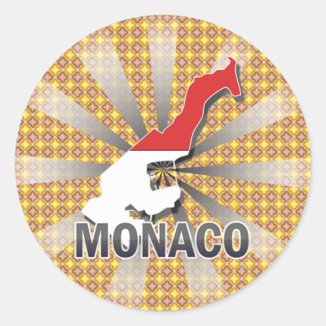 Monaco Flag Karte 2.0 Runder Aufkleber (Vorderseite)