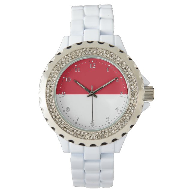 Monaco-Flagge Armbanduhr (Vorderseite)