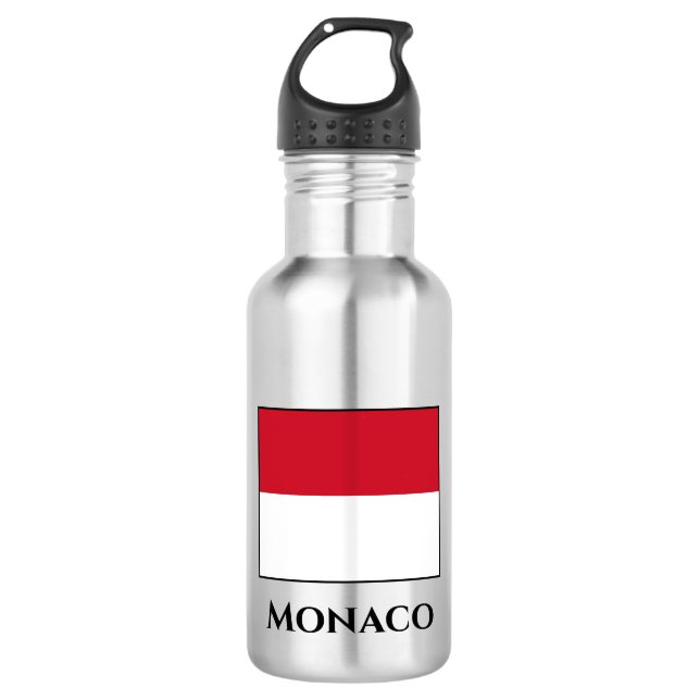 Monaco-Flagge Edelstahlflasche (Vorderseite)