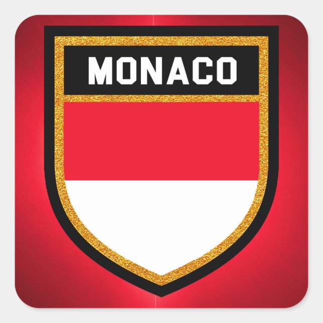 Monaco-Flagge Quadratischer Aufkleber (Vorderseite)