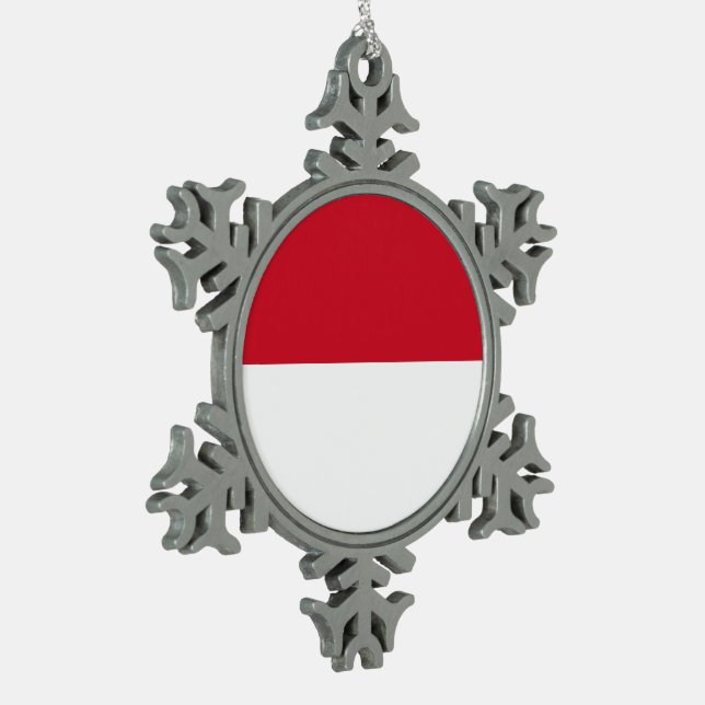 Monaco-Flagge Schneeflocken Zinn-Ornament (Links)