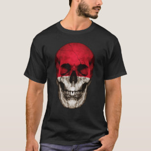Monaco-Flagge Totenkopf Monacanische Wurzeln Stolz T-Shirt