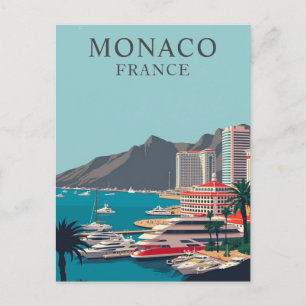Monaco, Frankreich Bootsanleger Hafen Vintage Postkarte