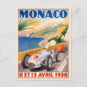 Monaco Grand Prix 1936 Vintage Postkarte