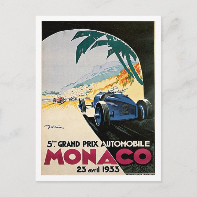 Monaco Grand Prix Automobile Postkarte (Vorderseite)