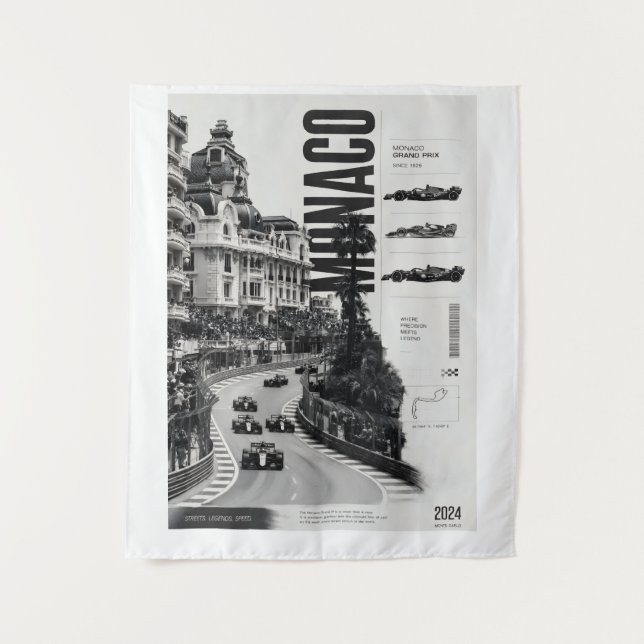 Monaco Grand Prix F1 Flagge Wandteppich (Vorderseite)