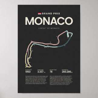 Monaco Grand Prix Streckenkarte Poster