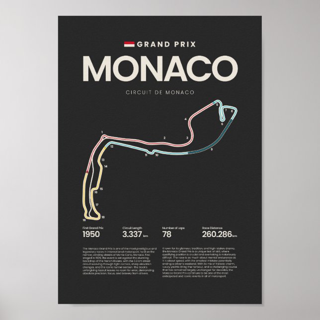 Monaco Grand Prix Streckenkarte Poster (Vorne)