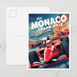 Monaco Grand Prix Vintage Reiseillustration Postkarte