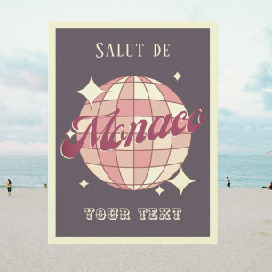 Monaco Gruß Retro Vintage Türkisblaue Postkarte