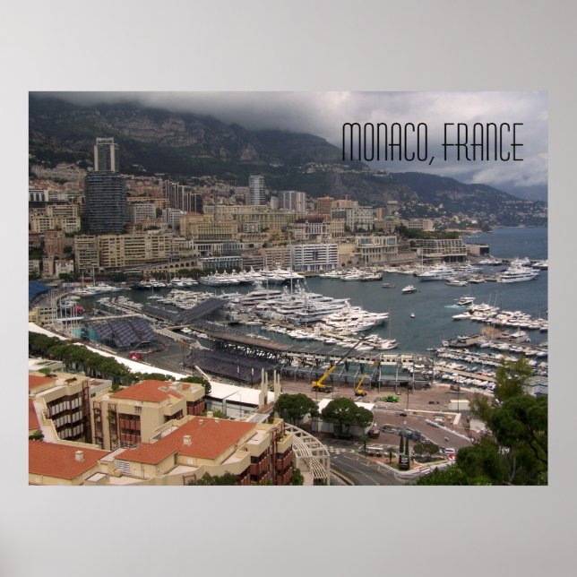 Monaco Hafen und Luxusyachten Französische Riviera Poster (Vorne)