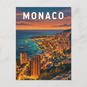 Monaco Illustration Reise Kunst Vintage Postkarte