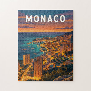 Monaco Illustration Reise Kunst Vintage Puzzle