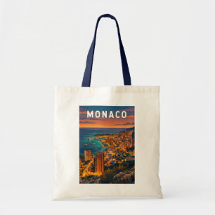 Monaco Illustration Reise Kunst Vintage Tragetasche