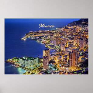 Monaco in der Nacht Poster