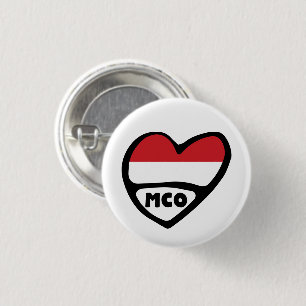 Monaco Ländercode Flag Herzstück Button Abzeichen,