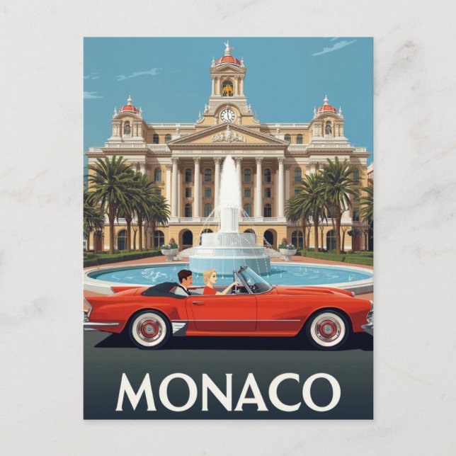 Monaco Luxushotel & Oldtimer Postkarte (Vorderseite)