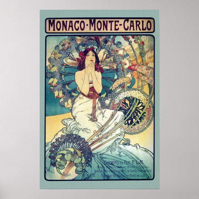 Monaco Monte-Carlo (Aquamarin - abgestufte Farben) Poster (Vorne)