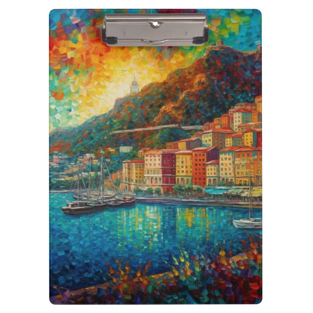Monaco, Monte-Carlo Bay im Stil von van Gogh Klemmbrett (Vorderseite)
