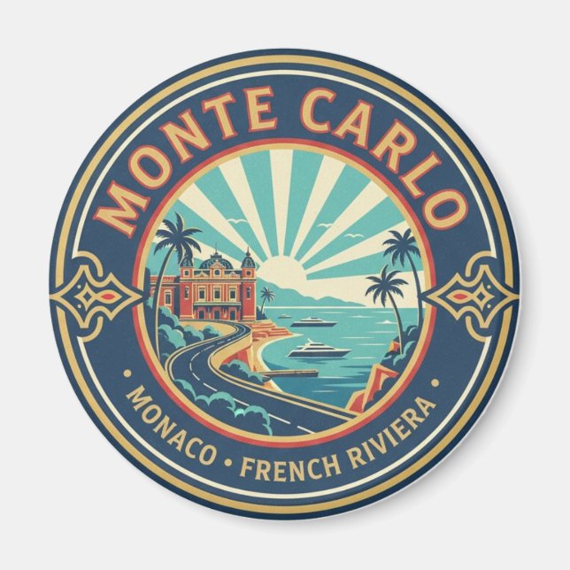 Monaco Monte Carlo bei Nacht Magnet (Vorne)
