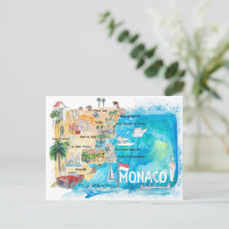 Monaco Monte Carlo Illustrierte Karte mit Sehenswü