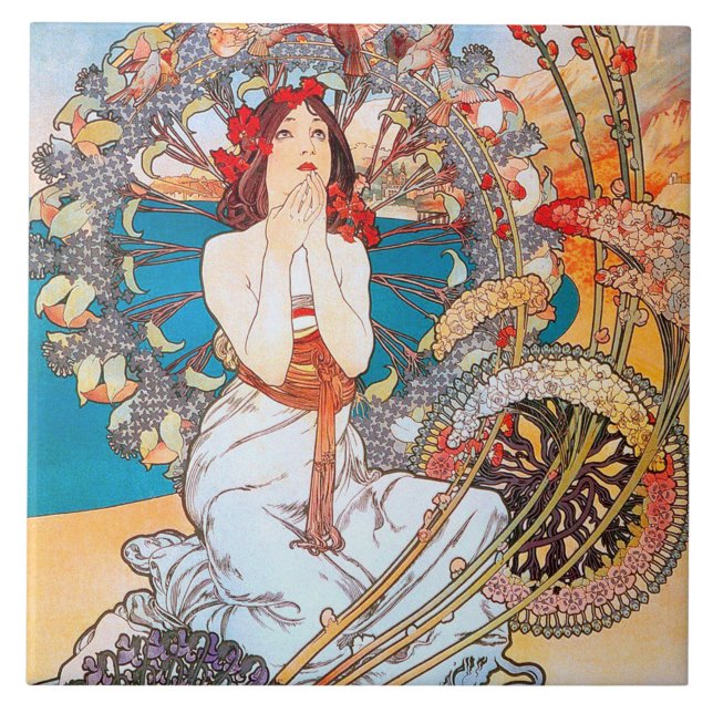 Monaco, Monte-Carlo, Mucha Fliese (Vorderseite)