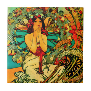 Monaco Monte Carlo Plakat von Alphonse Mucha Fliese