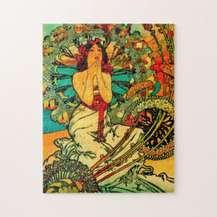 Monaco Monte Carlo Plakat von Alphonse Mucha Puzzle