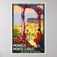 MONACO MONTE-CARLO VINTAGE REISEPOSTER