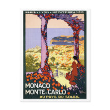 Monaco. Monte-Carlo Vintage Reiseposter Restaurier