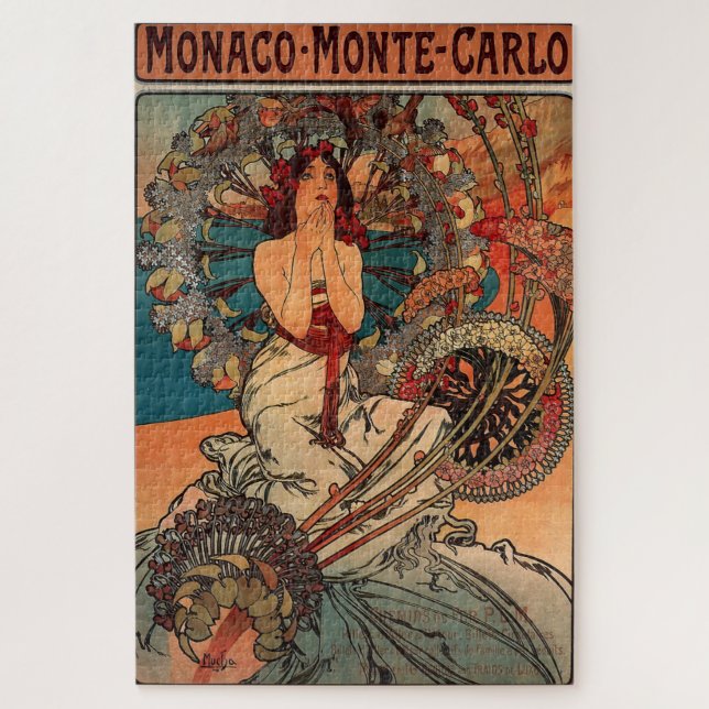 Monaco Monte Carlo von Alphonse Mucha Puzzle (Vertikal)