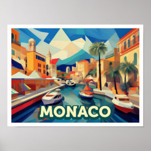 Monaco Reise künstlerisch farbenfroh Poster