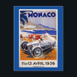Monaco Reiseplakat, Auto 1936, Postkarte<br><div class="desc">Monaco Vintage Reiseplakat,  1936 Auto Rennen.</div>